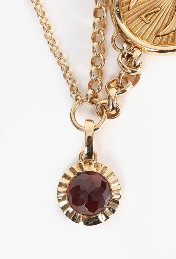 Modern Fine Jewelry FoundRae 18K Yellow Gold, Diamond & Garnet Belcher Necklace - 7