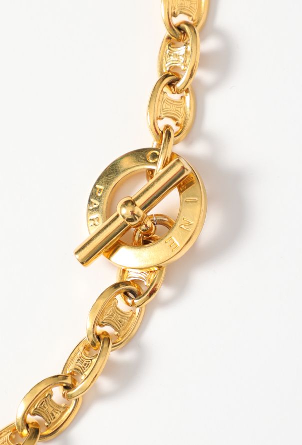 Céline 1991 Embossed Triomphe Chainlink Belt - 5