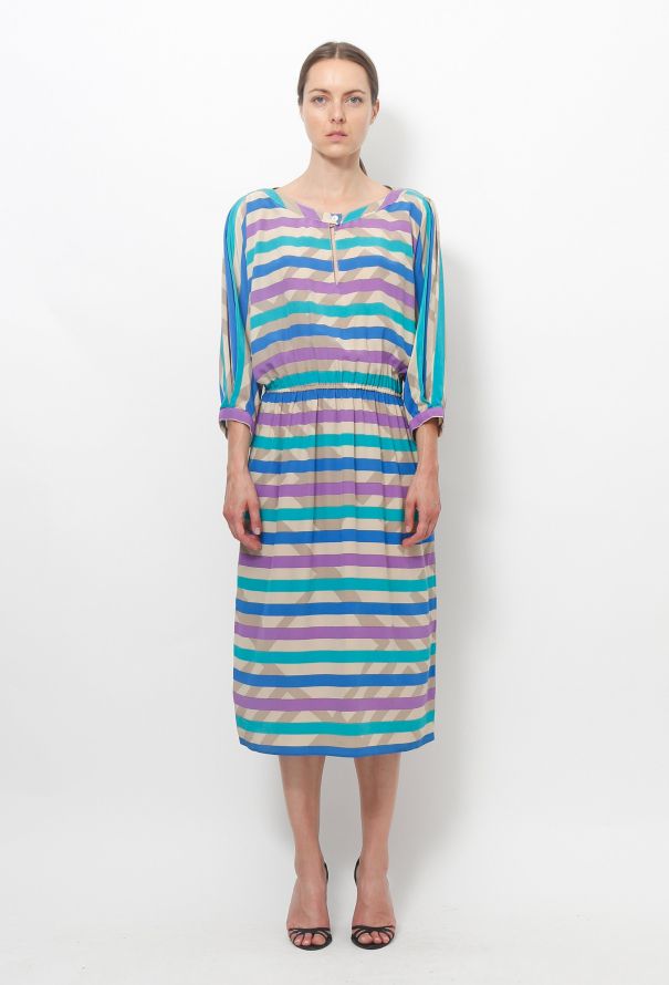 Ted Lapidus - Vintage Striped Silk Dress - 1
