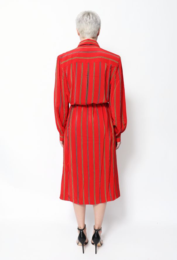 Céline Vintage Striped Silk Shirt Dress - 4