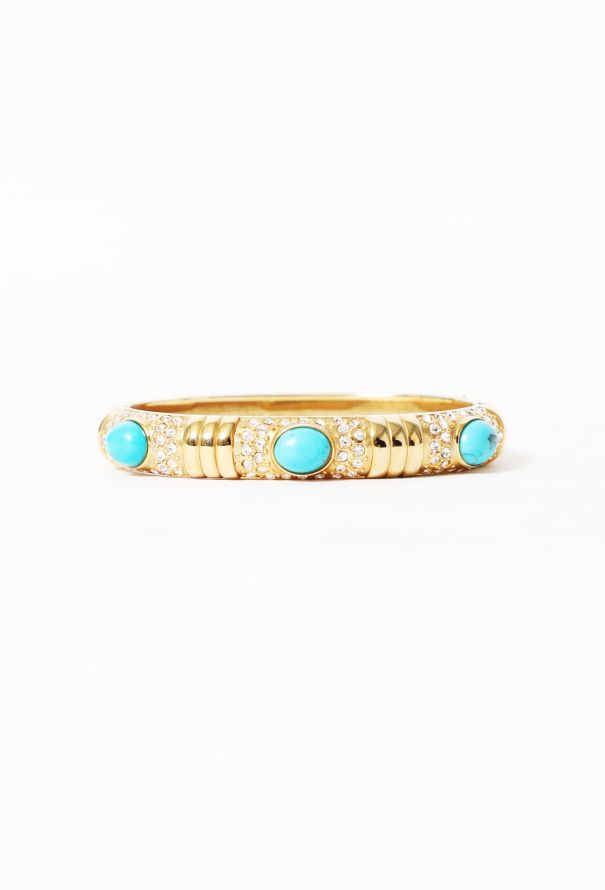 Kenneth Jay Lane Turquoise & Strass Cabochon Bracelet - 1