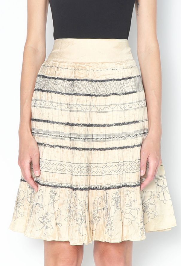 Dries Van Noten S/S 2006 Embroidered Shantung Wrap Skirt - 3