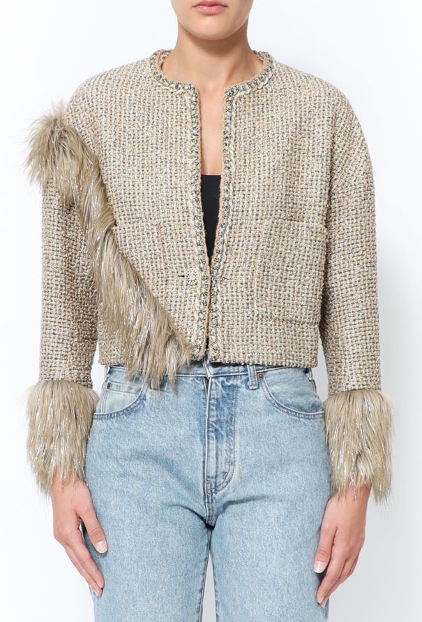 Chanel Pre-Fall 2021 Faux Fur Lamé Jacket - 1