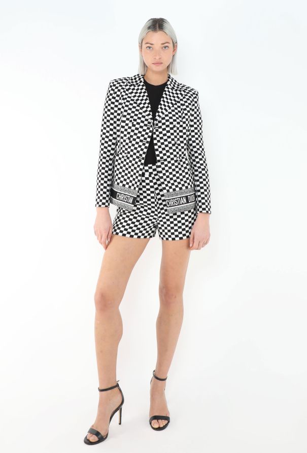 Dior S/S 2018 Checkered Bar Jacket Ensemble - 5