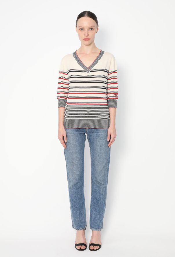 Chanel Striped 'CC' Knit Top - 2