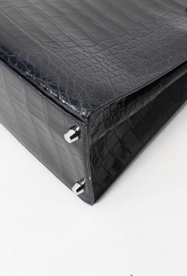 Hermès Bleu Marine Porosus Kelly Sellier 35 - 10