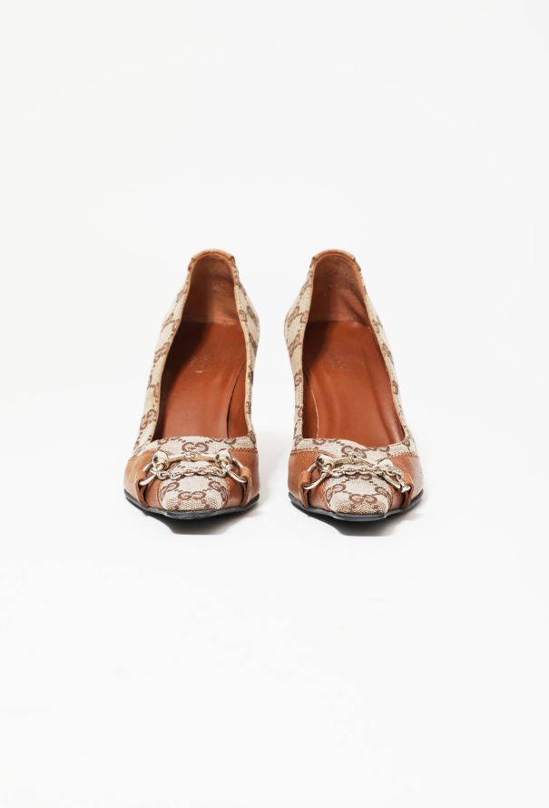 Gucci Early 2000s Monogram Horsebit Pumps - 3