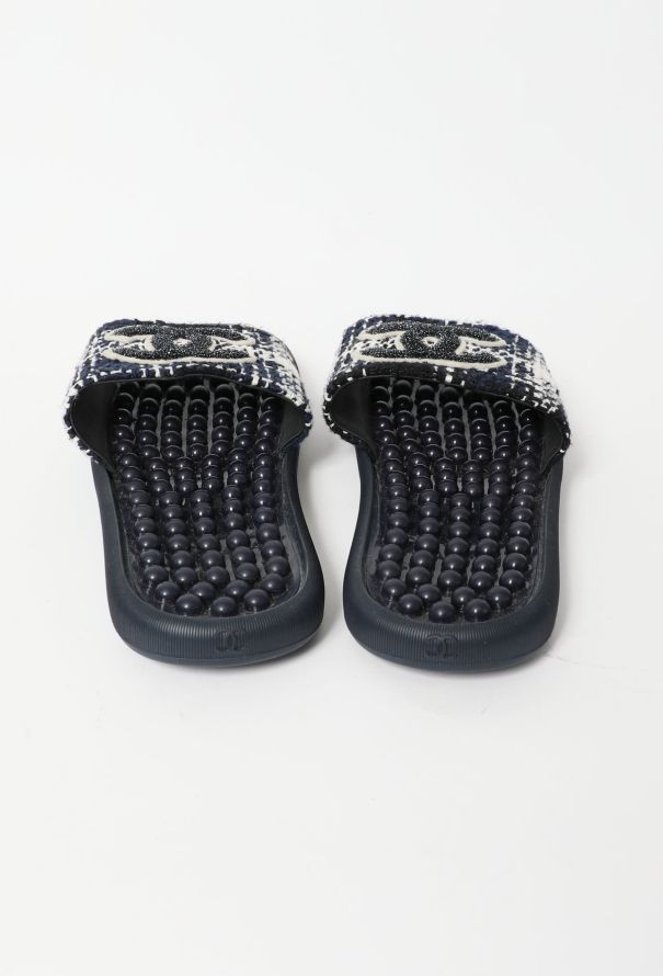 Chanel 2018 Tweed 'CC' Slides - 5