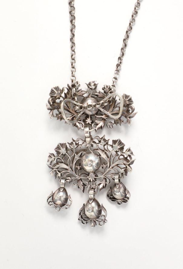 Vintage Fine Jewelry Silver & Diamonds Butterfly Cross Necklace - 5