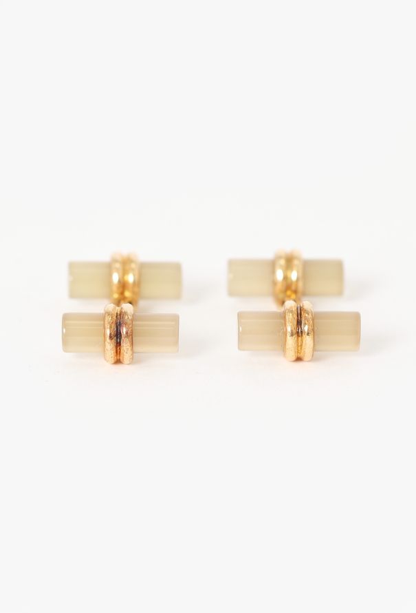 Vintage Fine Jewelry Poiray 18K Gold & Chalcedony Cufflinks - 3