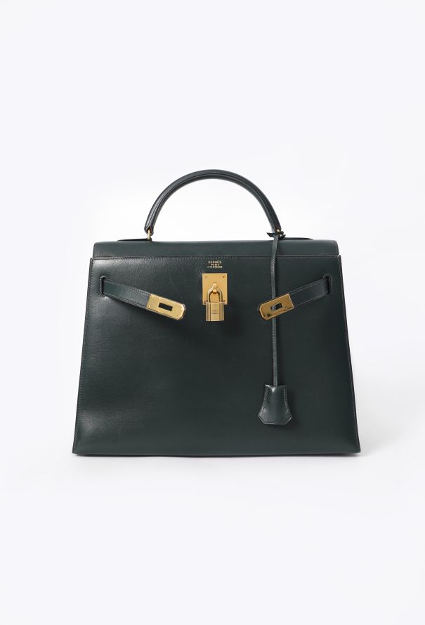 Hermès Vintage Vert Foncé Box Kelly Sellier 32 - 3