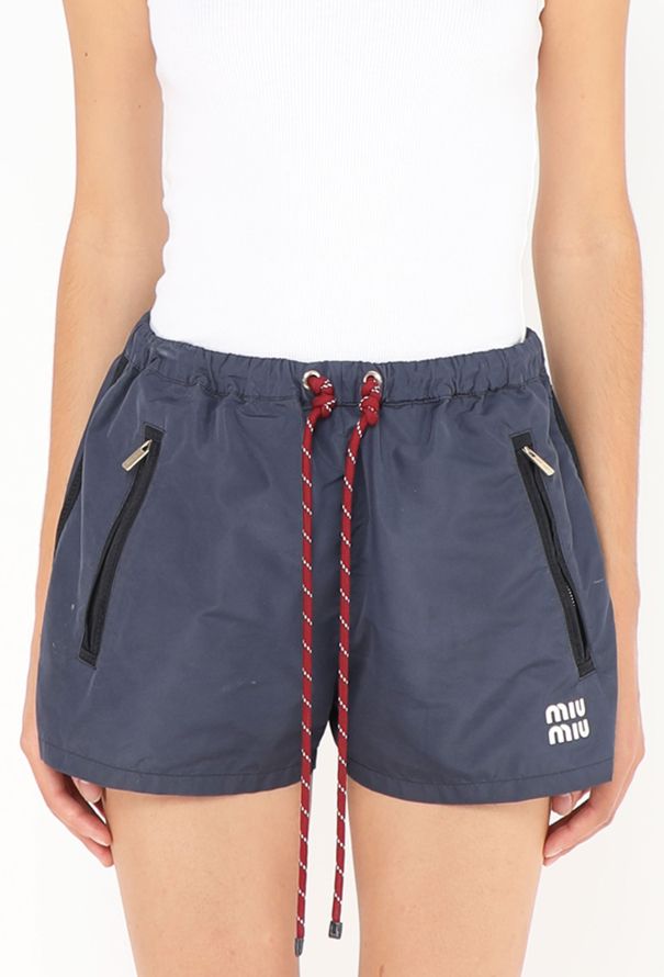 Miu Miu Navy Nylon Drawstring Shorts – Spring 2024 - 3