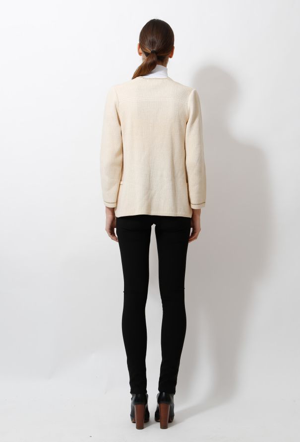 Ted Lapidus Metallic Trim Cream Cardigan - 4