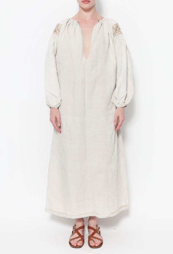 World Treasures Authentic Embroidered Linen Tunic Ivory - 2