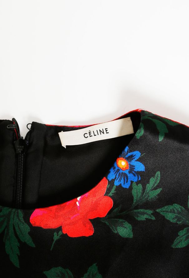 Céline S/S 2015 Floral Satin Draped Top - 8