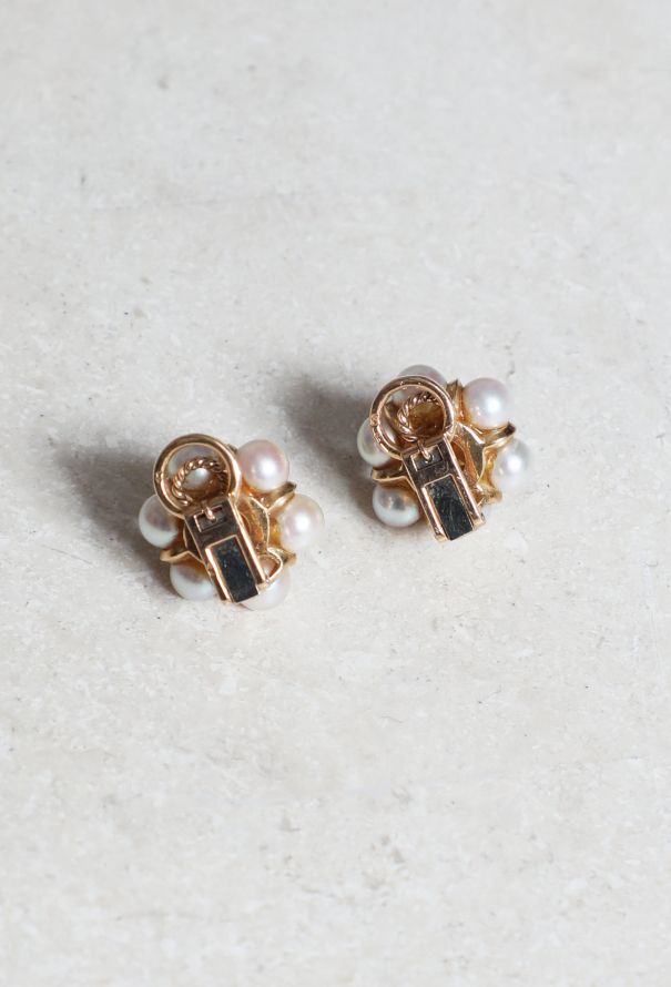 Vintage Fine Jewelry 18k Gold, Pearl and Turquoise Clip Earrings - 6