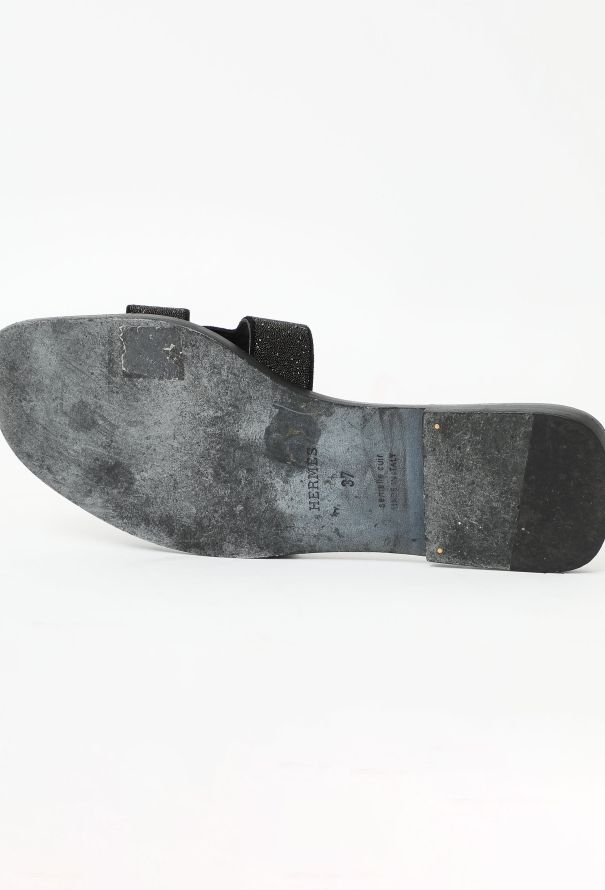 Hermès Embellished Leather Oran Sandals - 6