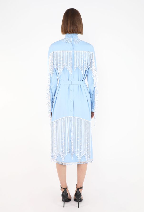 Prada Hand-Beaded Fringe Poplin Dress, F/W 2020 - 9