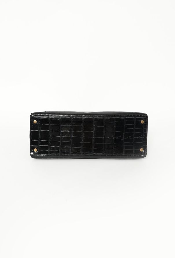 Hermès '50s Bleu Nuit Porosus Kelly Sellier 32 - 6