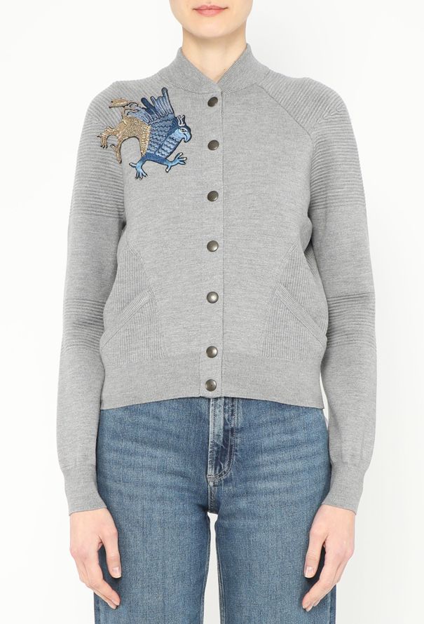 Alexander McQueen Embroidered Griffin Ribbed Cardigan - 2