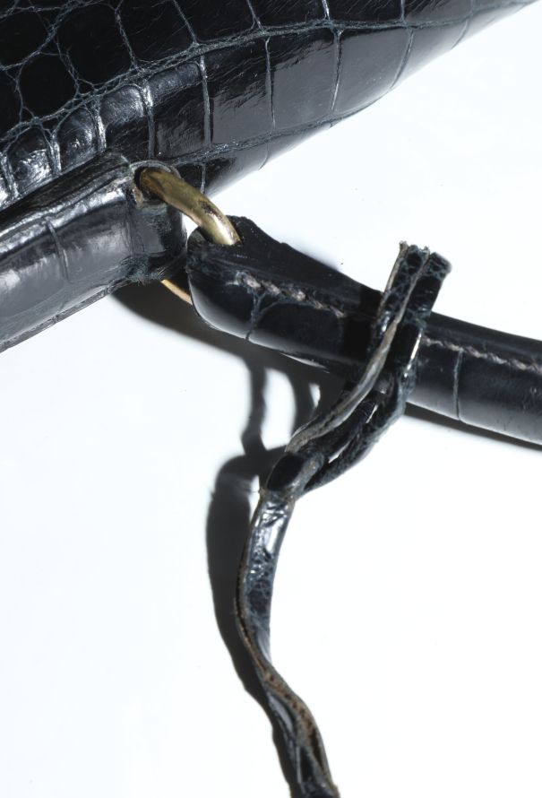 Hermès '50s Bleu Nuit Porosus Kelly Sellier 32 - 12