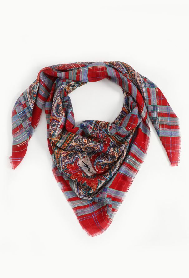 Saint Laurent '70s Russian Lamé Paisley Scarf - 3