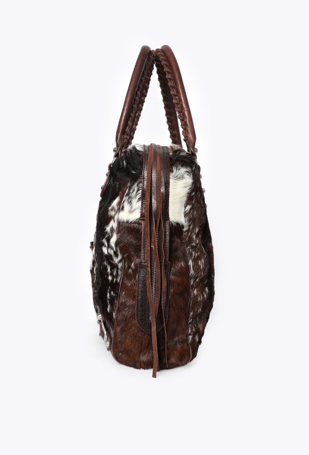 Balenciaga Motocross Pony Hair Bowling Bag - 5