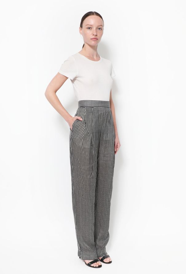 Céline Checkered Wide Leg Pants - 3