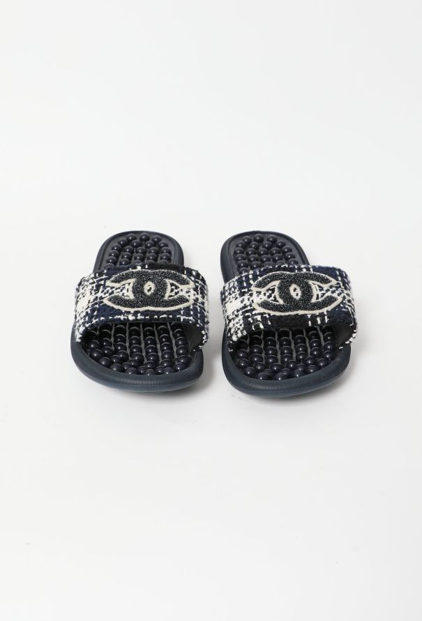 Chanel 2018 Tweed 'CC' Slides - 4