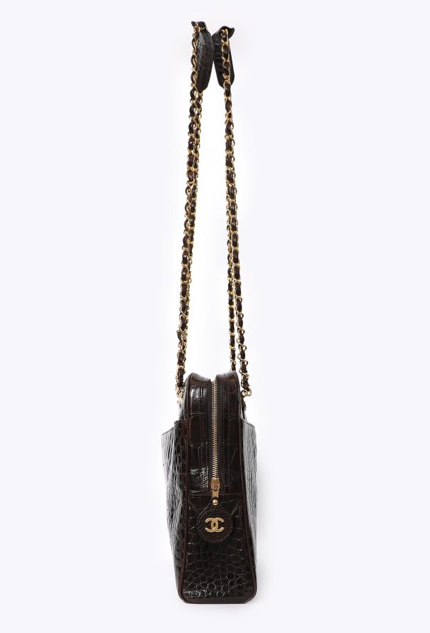 Chanel Vintage Brown Alligator Maxi Camera Bag - 5