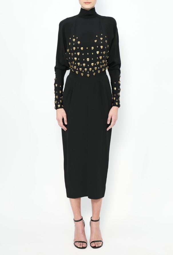RARE Karl Lagerfeld F/W 1986 Adorned Silk Dress - 4