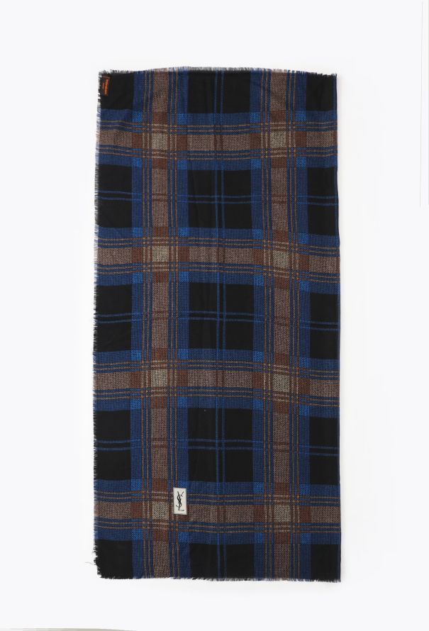 Saint Laurent '70s Fringed Plaid Scarf - 2