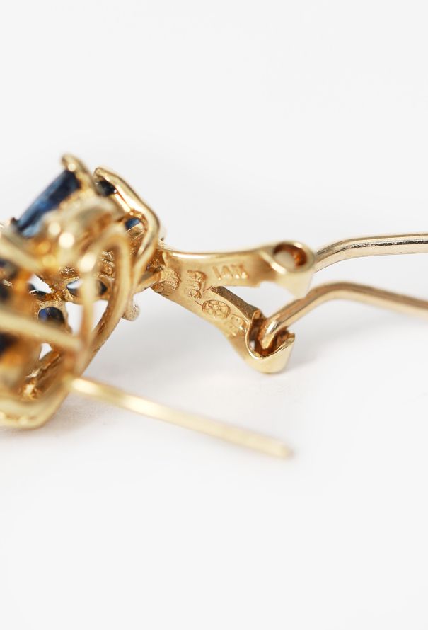 Modern Fine Jewelry 14K Yellow Gold, Diamond & Sapphire Earrings - 5