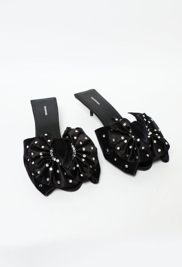 Balenciaga 2019 Velvet Bow Mules - 2