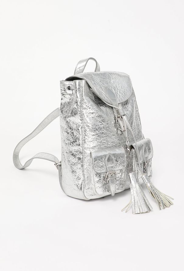 Saint Laurent Metallic Silver Venice Backpack - 3