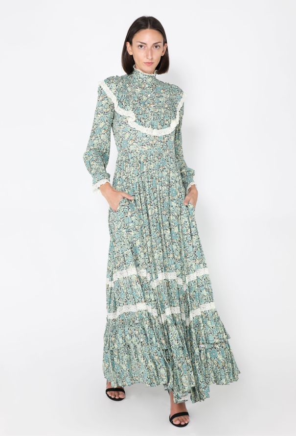 Gucci Liberty Floral Lace-Trim Dress, F/W 2020 - 3