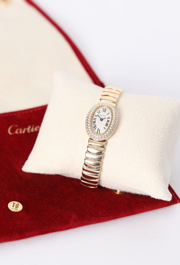 Cartier 18K Yellow Gold & Diamonds Mini Baignoire Watch - 7