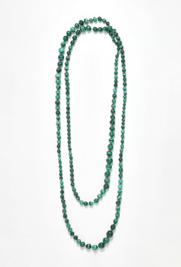 Vintage Fine Jewelry Malachite Sautoir Necklace - 1