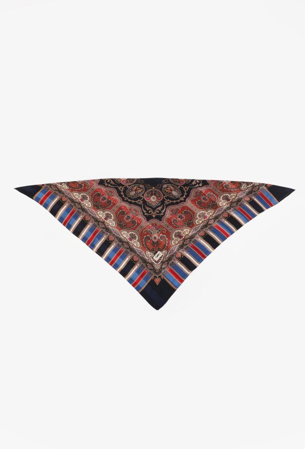 Saint Laurent Vintage Striped Paisley Scarf - 3