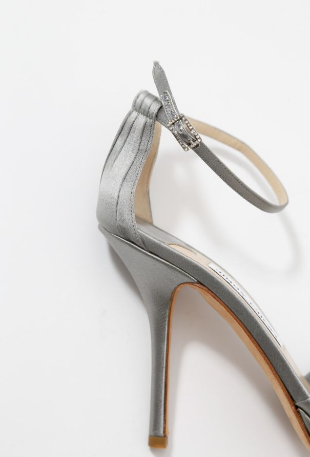 Jimmy Choo Silver Satin Sandals - 8