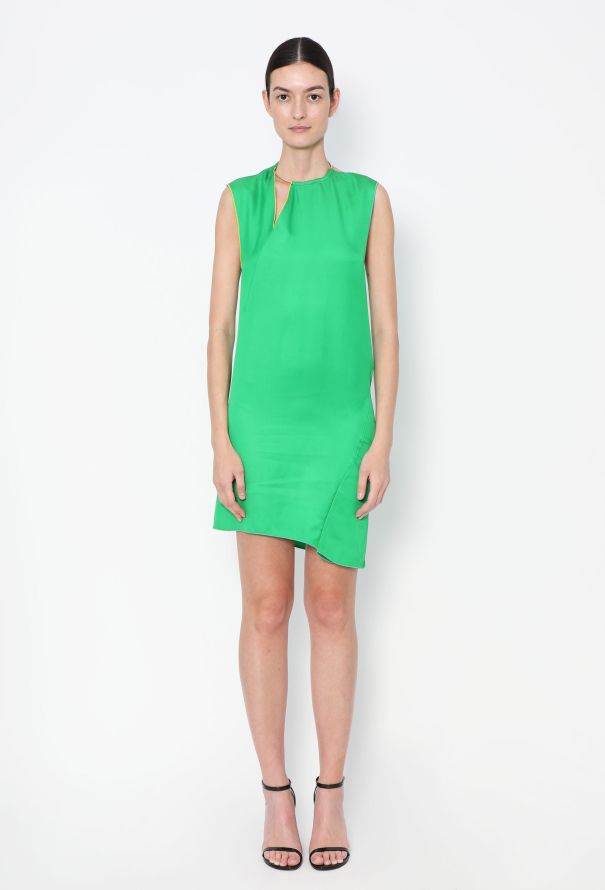 Céline 2014 Metallic Collar Shift Dress – Green - 1