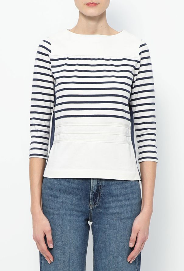 Céline Leather & Cotton Marinière Top - 1
