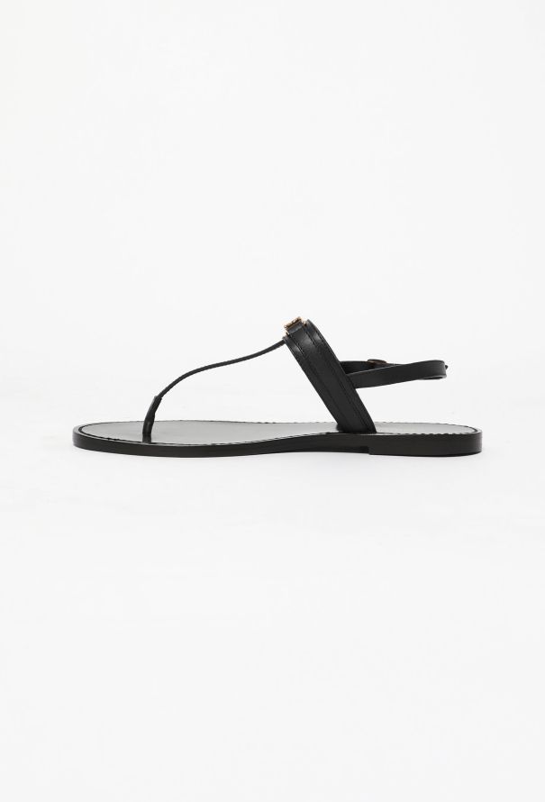 Céline Leather Triomphe Sandals Black - 4