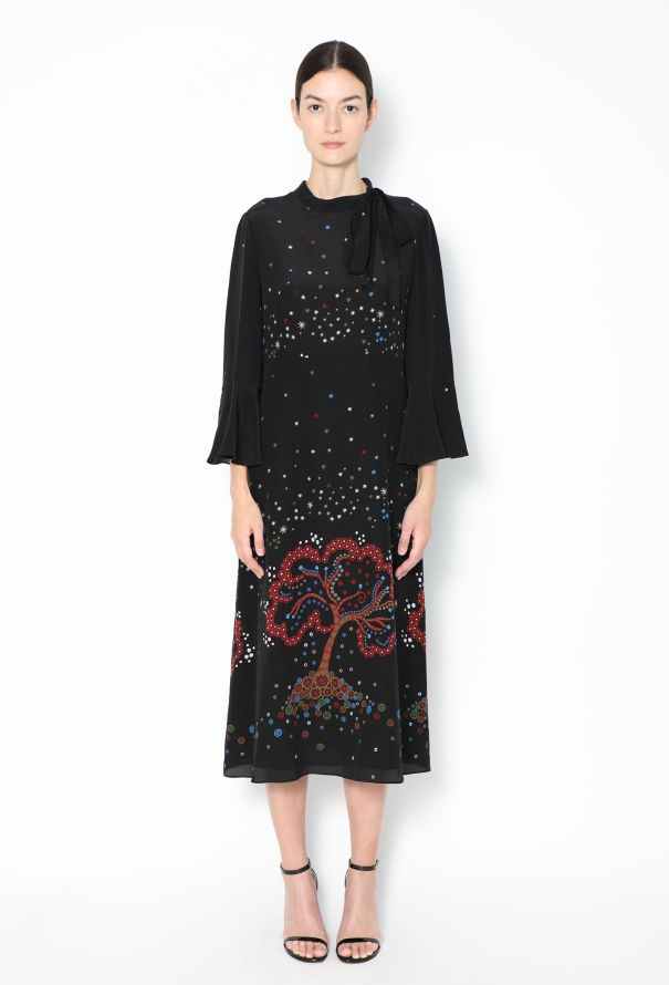 Valentino Printed Lavallière Midi Dress - 1