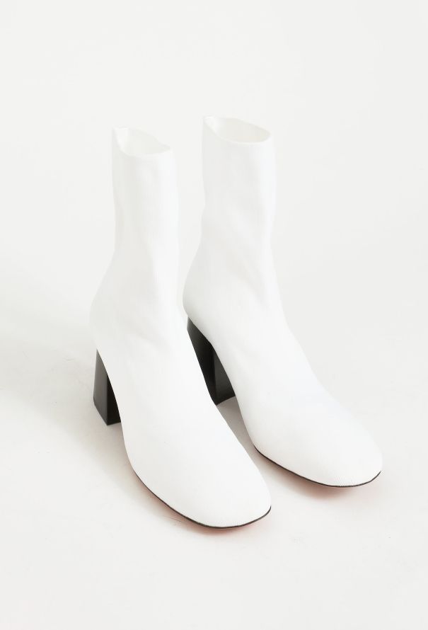 Céline White Ribbed Sock Boots by Phoebe Philo – 2016 - 2