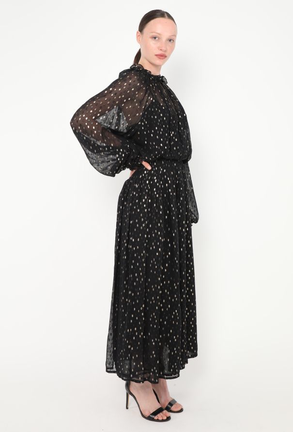 Oscar De La Renta Vintage Ruffled Lamé Chiffon Dress - 3