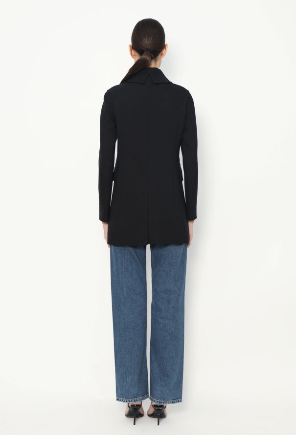 Céline Contrast Button Peacoat - 5