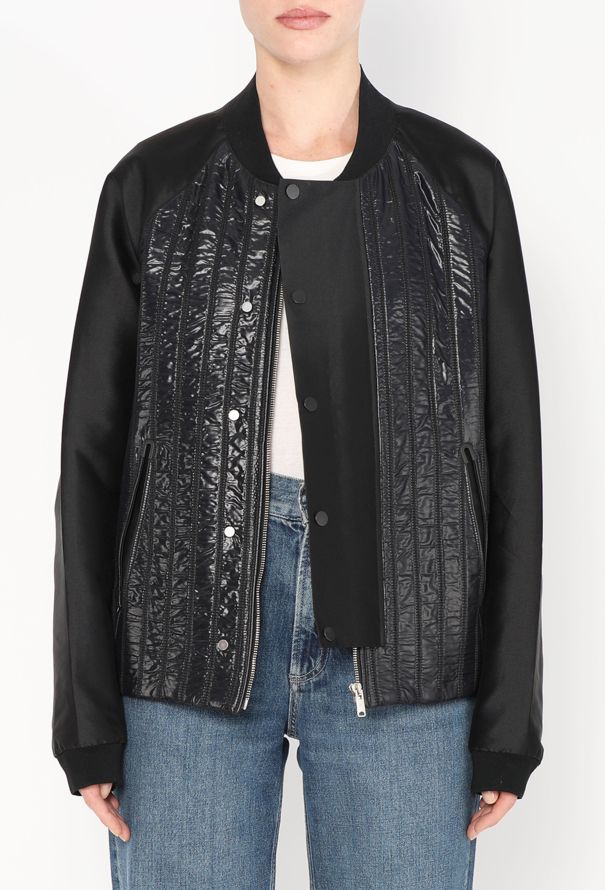 Balenciaga Patent Ribbed Bomber Jacket - 4