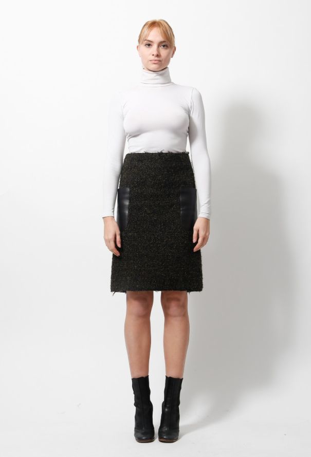 Céline Tweed And Leather Skirt - 2