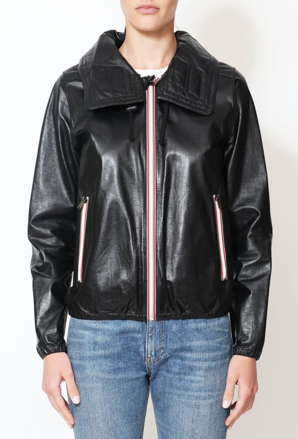 Céline Leather Hooded Zip Jacket - 1
